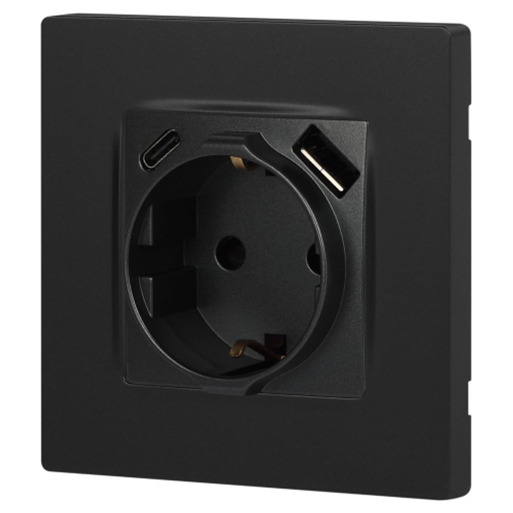 Розетка ЭРА Серия 12 12-4108-12 2P+E 16A-250В со шторками с USB type-A+C 5В-3А графит