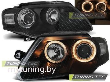 Передние фары angel eyes black для VW Passat B6