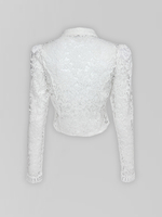 Блузка BD colleсtion однотонная приталенная из гипюра на золотых пуговицах