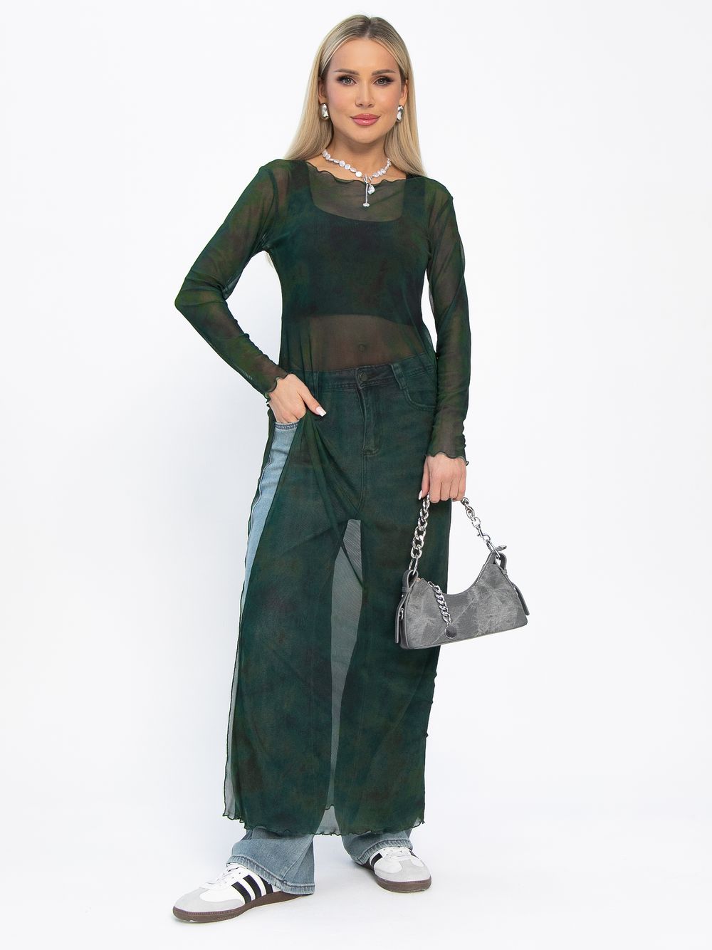 Платье пляжное длинное Ты и море (зеленое) П15291-1М LT Collection