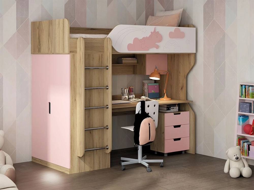 Детская 3Д Кровать чердак ДН-83,ДН-62 левое исполнение