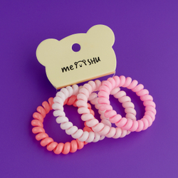 Резинки для волос MESHU, пружинки, розовые ассорти, 4шт., диаметр 4,5см, европодвес MS_60570