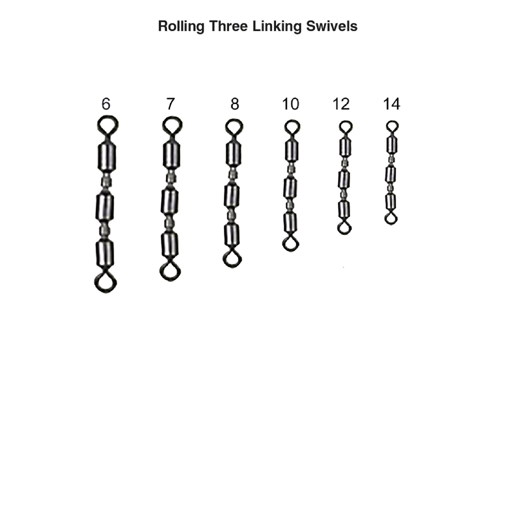 Вертлюг "Волжанка" Rolling Three Linking Swivels # 7 тест 22кг (5шт/уп) по 5 упаковок