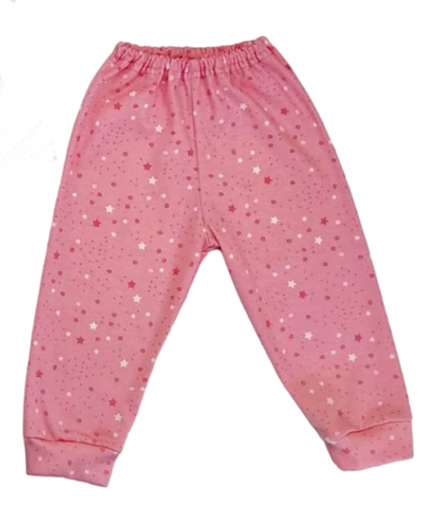 Пижамные штаны 615/5 розовые, кружочки, звездочки, инт.