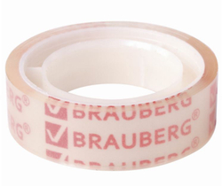 Клейкие ленты 12 мм х 10 м канцелярские, BRAUBERG, комплект 12 шт., прозрачные, гарантированная длина, скотч 223122