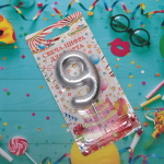 Свеча для торта Цифра Глянец «9» 5,5 см, серебро