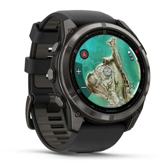 Garmin Fenix 8 Pro MicroLED 51 мм Carbon Gray DLC Titanium с ремешком Pebble Gray