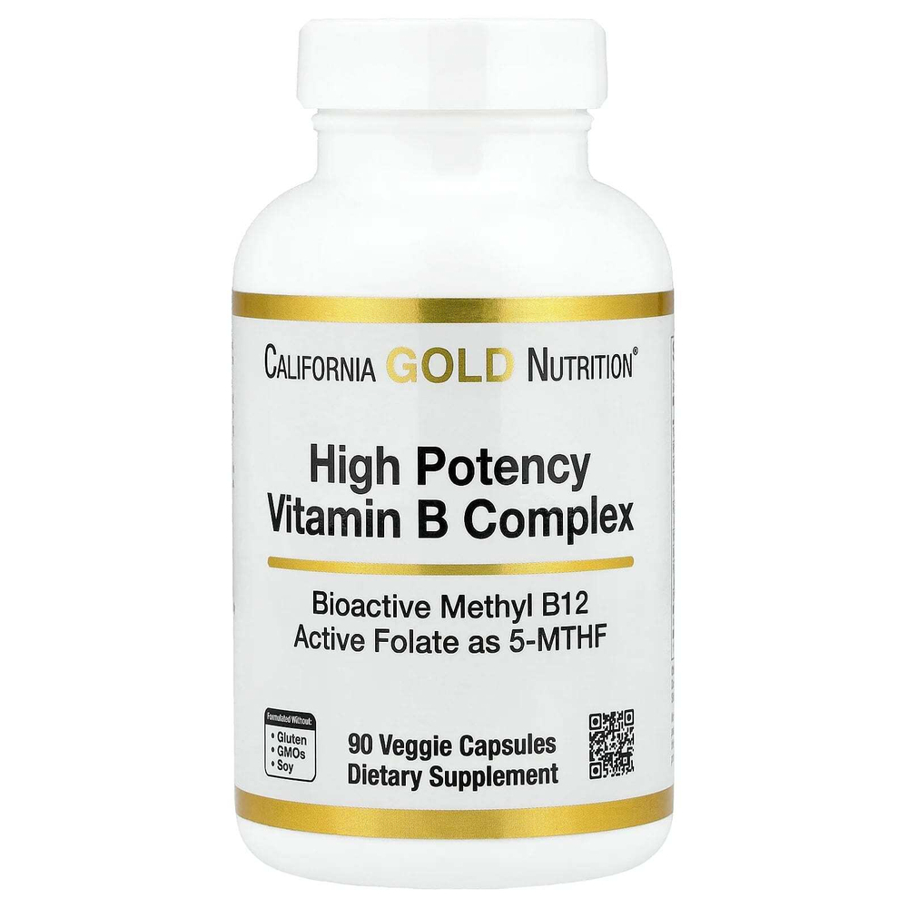 California Gold Nutrition, высокоэффективный комплекс витаминов группы B с тиамина гидрохлоридом, ниацином, пантотеновой кислотой и инозитолом, 90 вегетарианских капсул