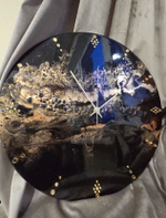 Настенные часы с обсидианом подарочные ручная работа