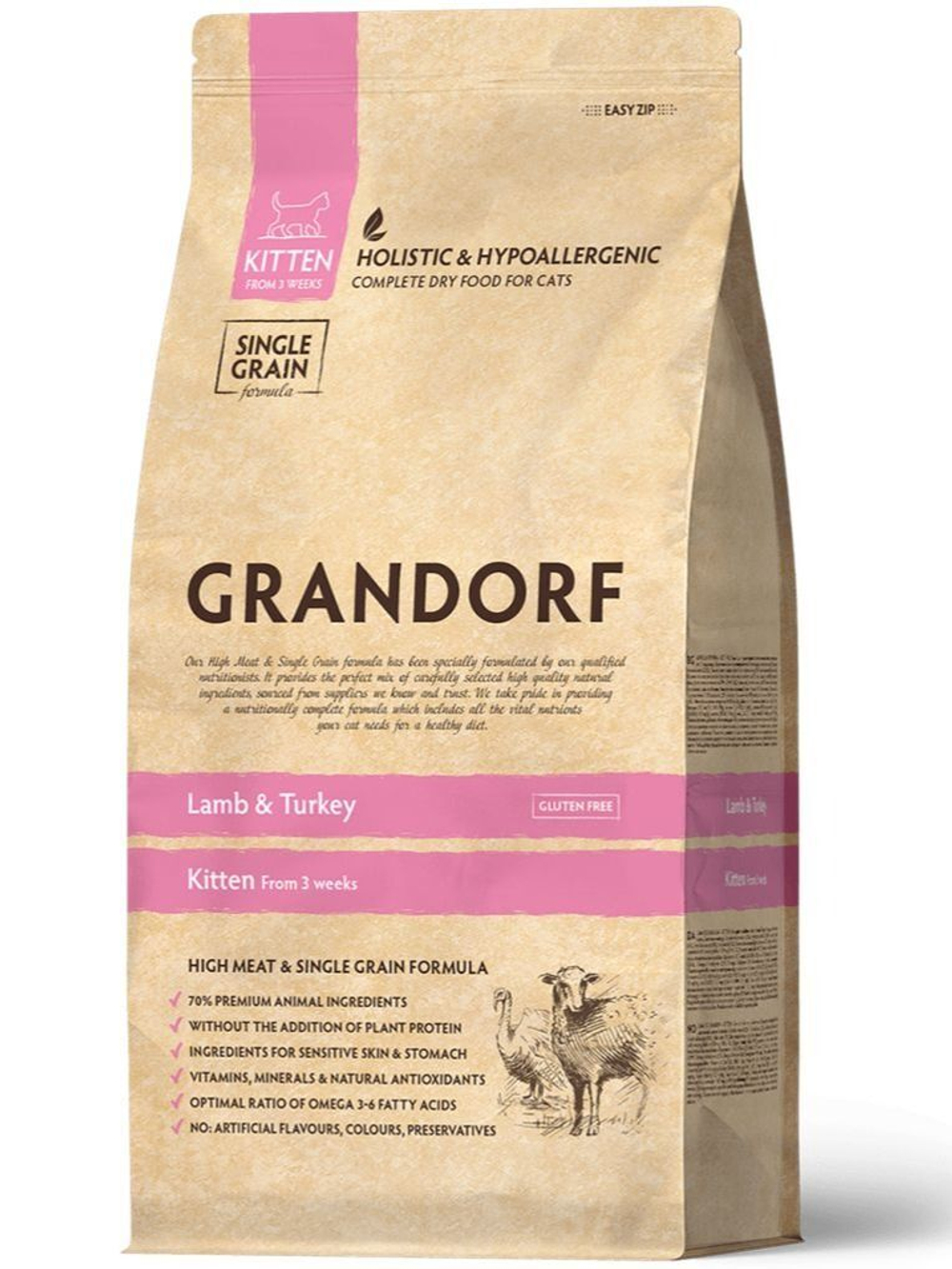 Grandorf Kitten корм сухой для котят ягненок с индейкой