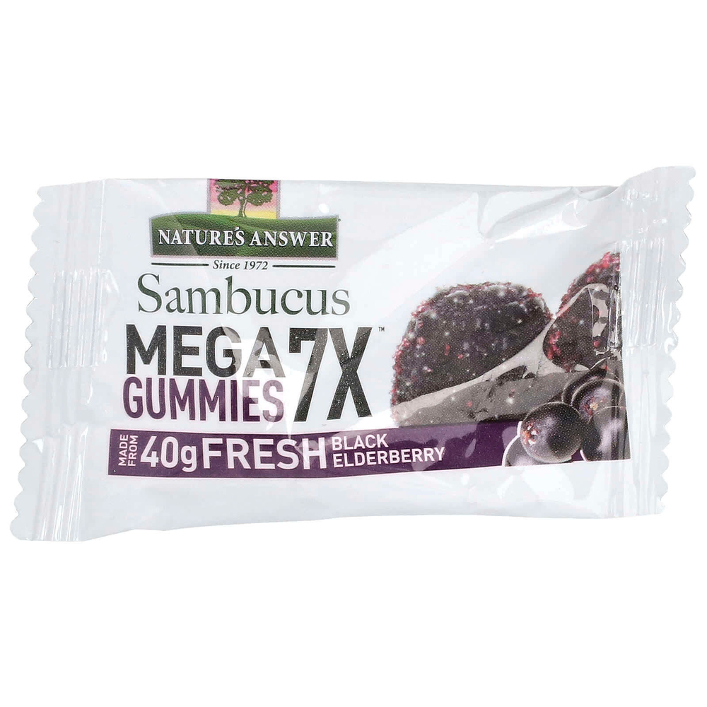 Nature's Answer, Sambucus Mega Gummies 7X Strength ™, 30 веганских жевательных таблеток без желатина