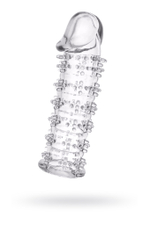 Насадка на фаллос с усиками и шипами прозрачная 12 см