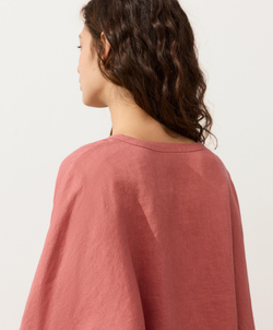 Oysho Рубашка с коротким рукавом из 100% льна, коралловый