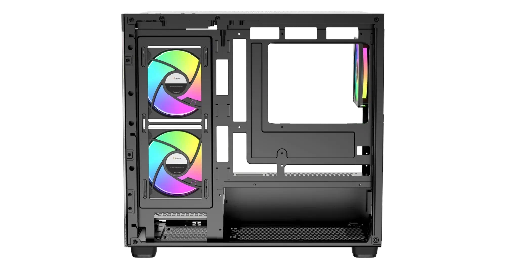 Корпус Ocypus Gamma C52 BK ARGB mATX/ITX 3xUSB Черный, Предустановленно 3x120мм ARGB Fans (Gamma F12 Elite), Gamma-C52-BKD300XX-GL