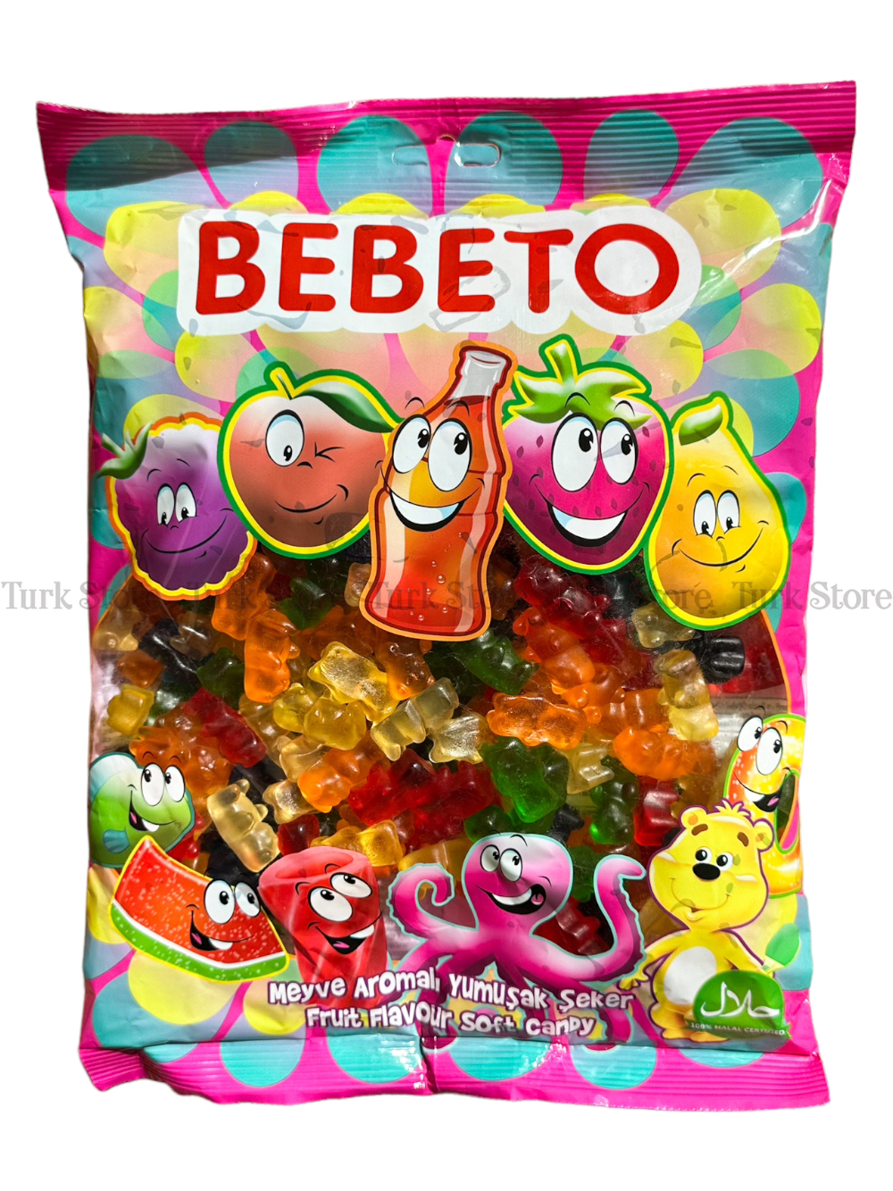 Жевательный мармелад Bebeto Bears со вкусом ананаса, манго, голубой малины, апельсина. яблока и вишни 1 кг