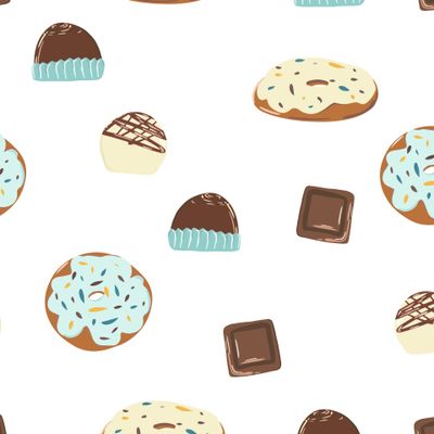Шоколадные конфеты и пончики