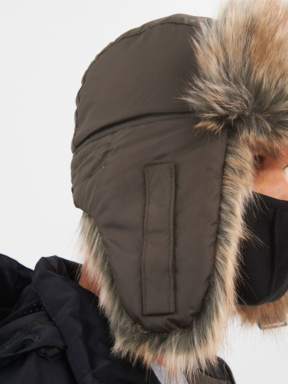 Шапка ушанка с маской Евро Енот ткань Taslan цвет Хаки