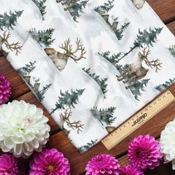 Ткань бифлекс лось на зимнем пейзаже