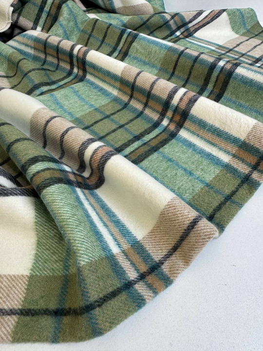 Костюмная принт клетка, молочн/беж, ворс