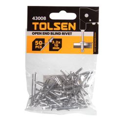 TOLSEN (TT43008) Набор заклепок алюминиевых, 3,2 х 10 мм, 50 шт