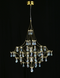 Подвесная люстра светодиодная с пультом и хрустальными подвесками K9 MyFar Allegria MR2643-66P-50СD