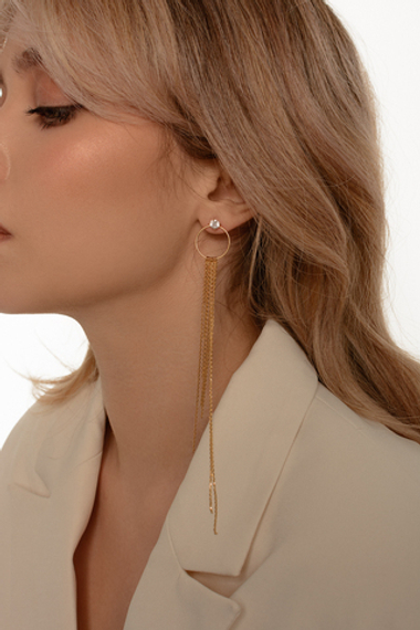 Серебряная подвеска на гвоздики с цепями в лимонном золоте