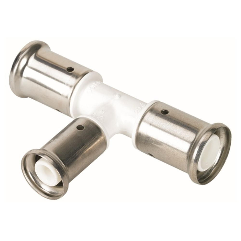 Тройник переходный HENCO уменьшенный в центре, ПВДФ пресс, 26x16x26 белый