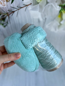 Набор Пряжи для вязания Микс с Кружевом хлопок люрекс