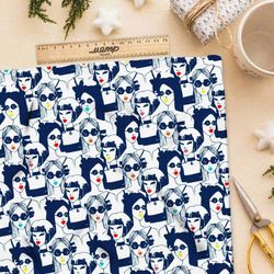 Ткань лен толпа девушек