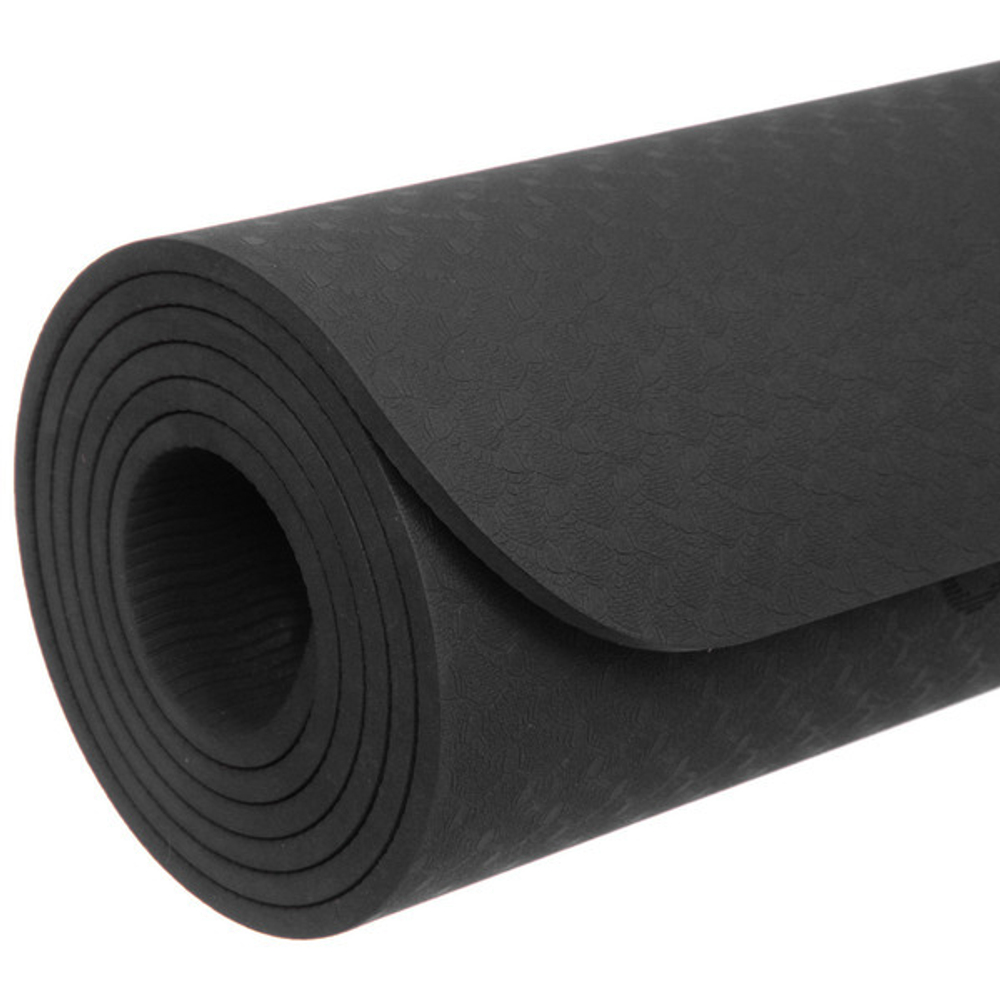 Коврик для йоги 6 мм 183*61 см «Шамбола» с лазерной гравировкой (ТРЕ), черный
