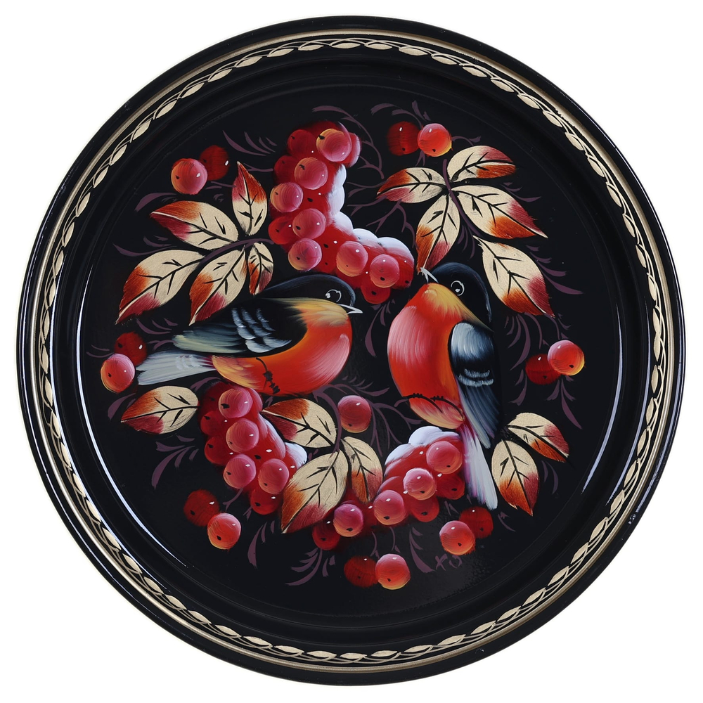 Жостовский поднос декоративный, размер 22 см (A5), металлический