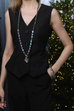 Сотуар цепи и опалы с монетой, оттенок серебро