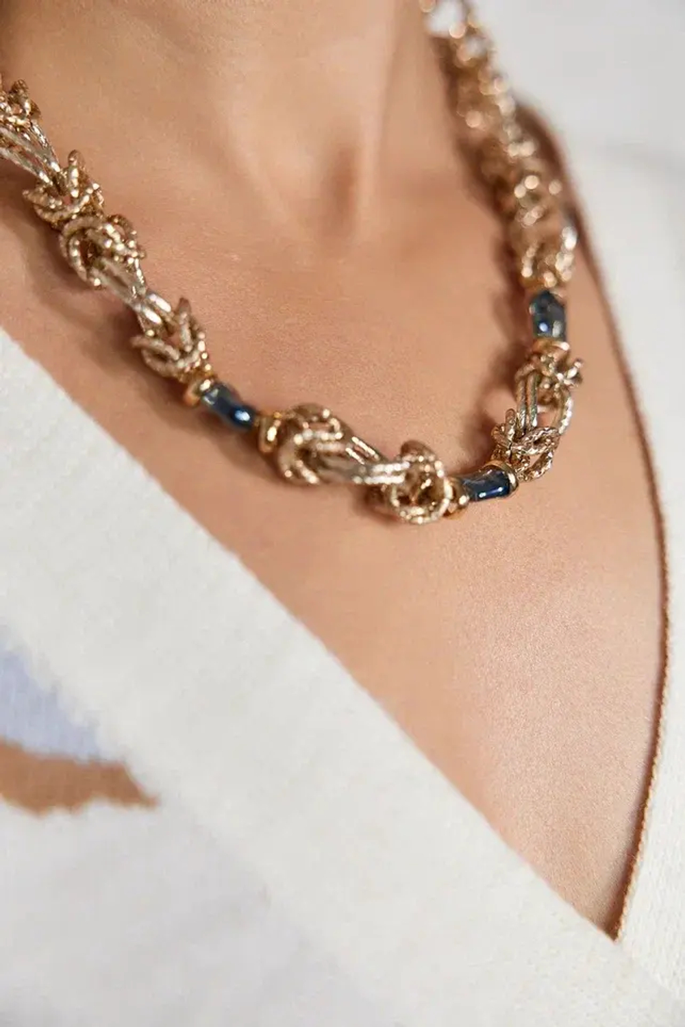 HMG 1192 Gl/bl Колье 3 синих горных хрусталя  арт.2500