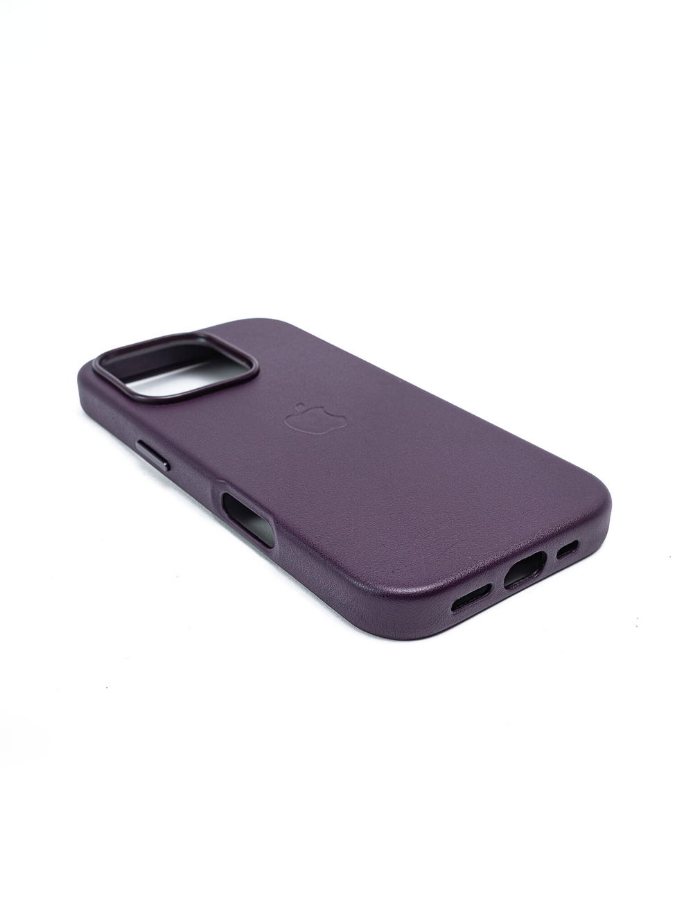 Кожаный чехол Leather Case iPhone 16 Pro Dark Cherry Темно-Фиолетовый