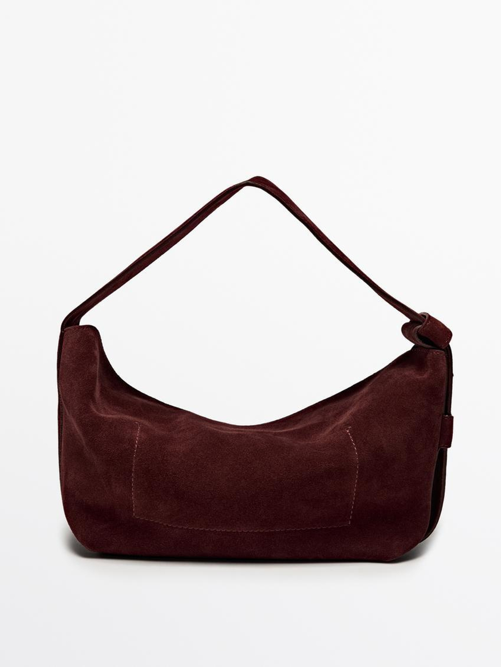 Massimo Dutti Замшевая сумка с плечевым ремнем, бордо