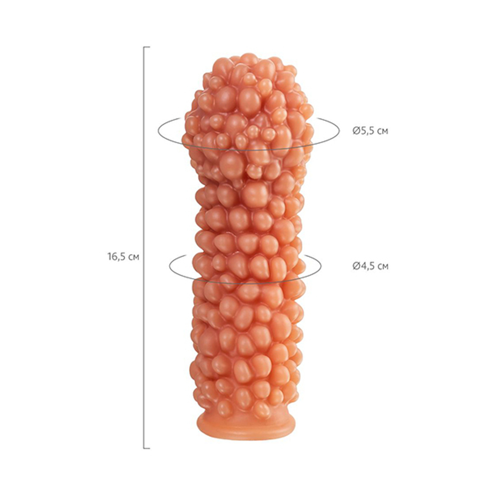 Телесная насадка 16,5см с мягкими пузырьками Kokos Penis Sleeve 001 L Size