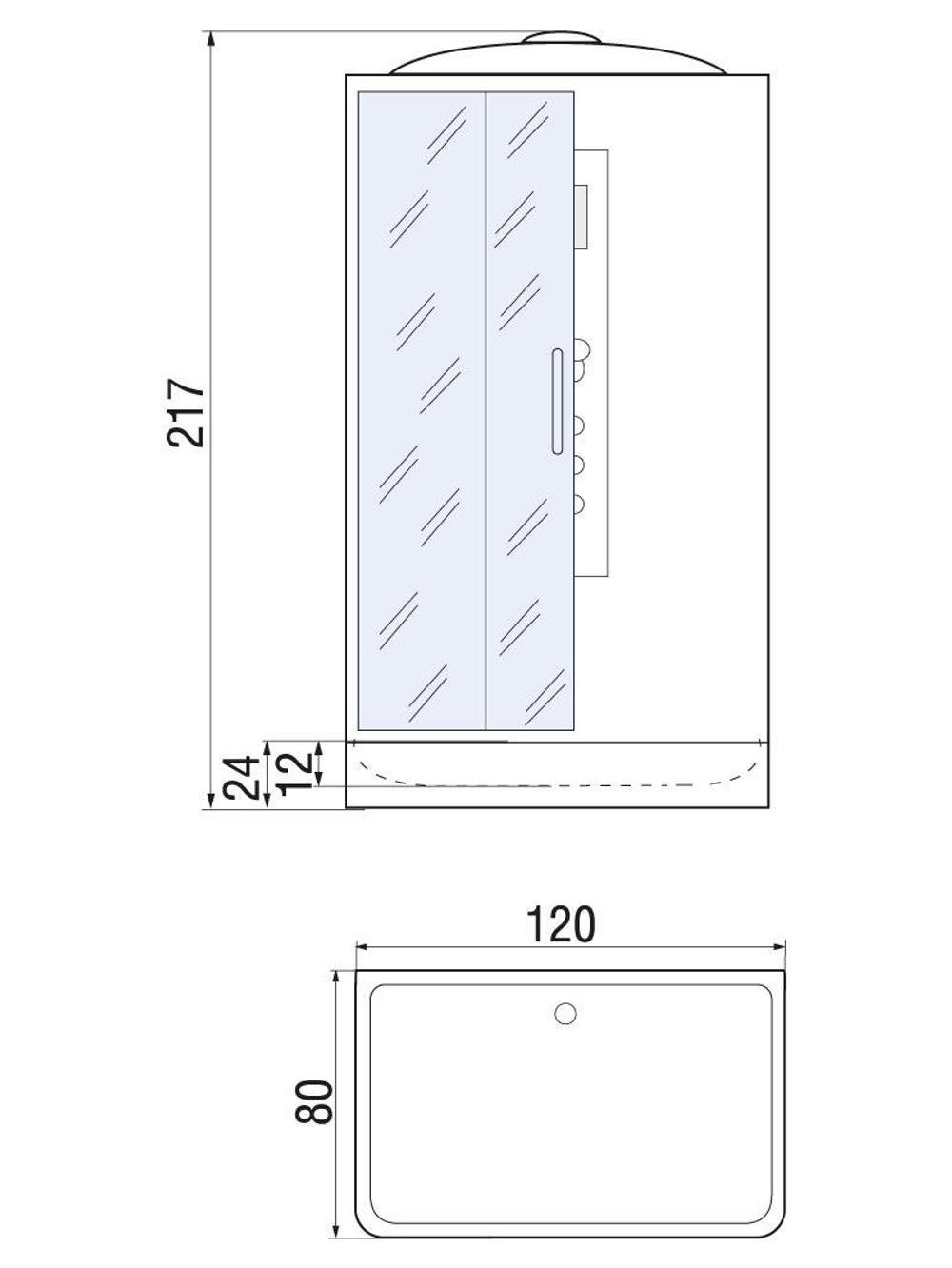 Душевая кабина RIVER VITIM 120/80/24 МТ 120х80х217 10000003219 Универсальная Прямоугольная