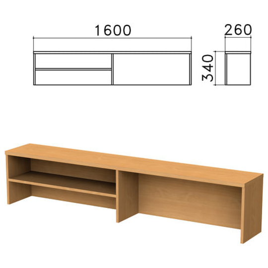 Надстройка для стола письменного "Монолит", 1600х260х340, 1 полка, цвет бук бавария, Н9.1