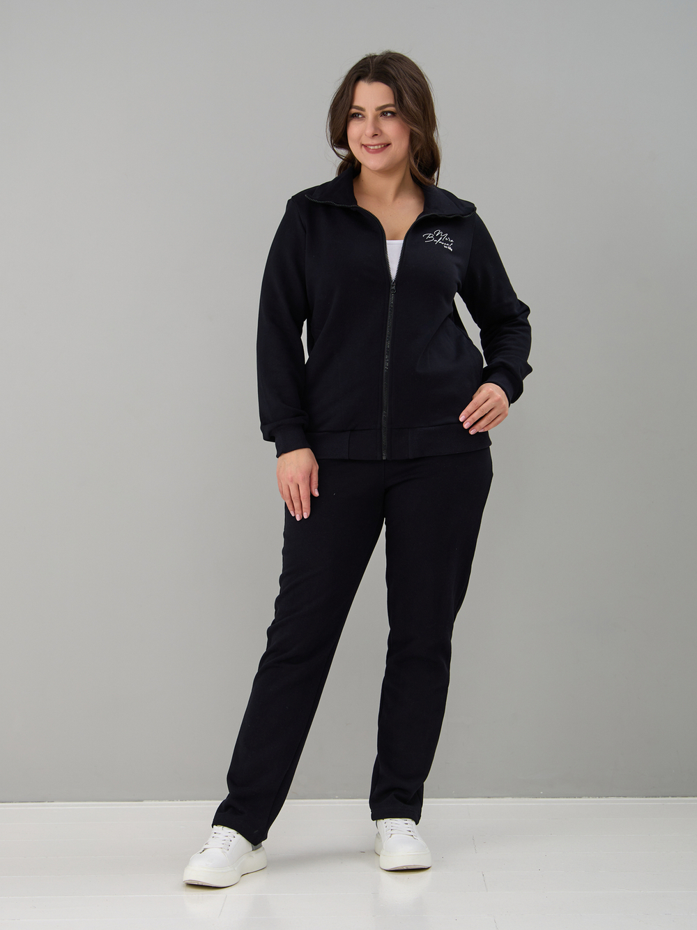 Костюм с брюками КБфп-584/черный-надпись