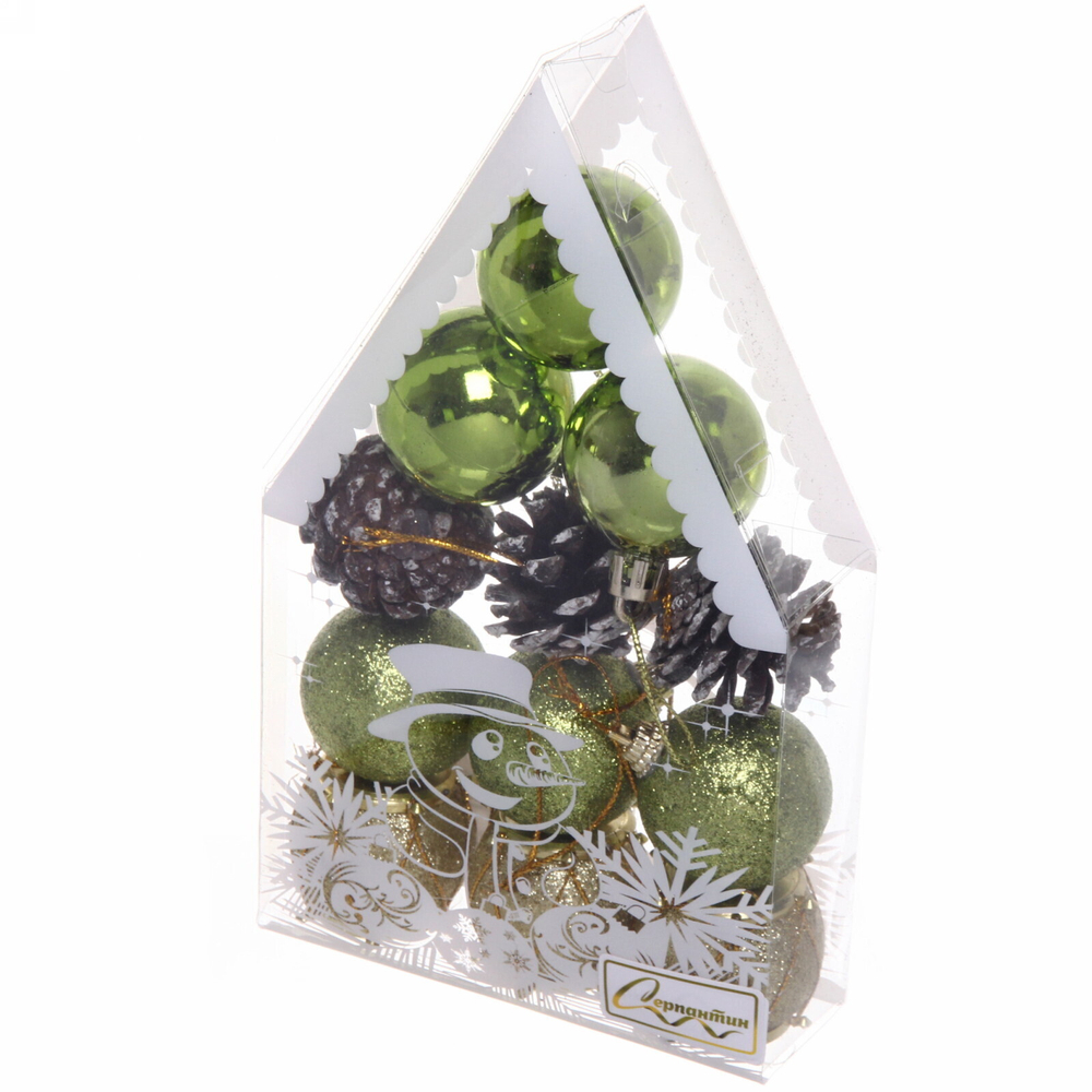 Набор украшений «Изумрудное волшебство» 20*11,5*4 см (12 предметов), Золото/салатовый