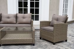 "Атланта" лаунж-зона из искусственного ротанга, цвет соломенный