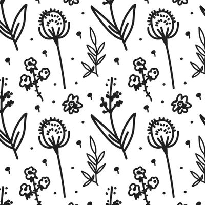 Бесшовный принт c осенней ботаникой