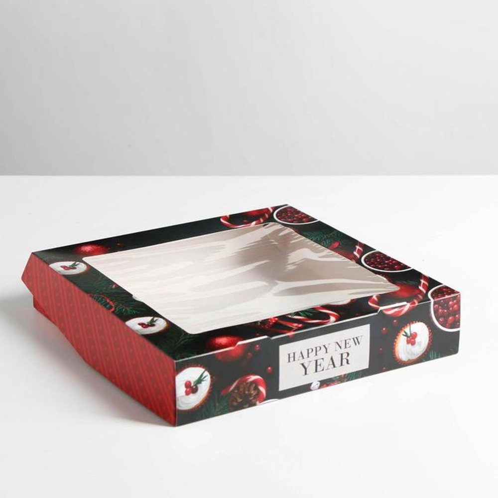 Коробка для десертов с окном 20*20*4см