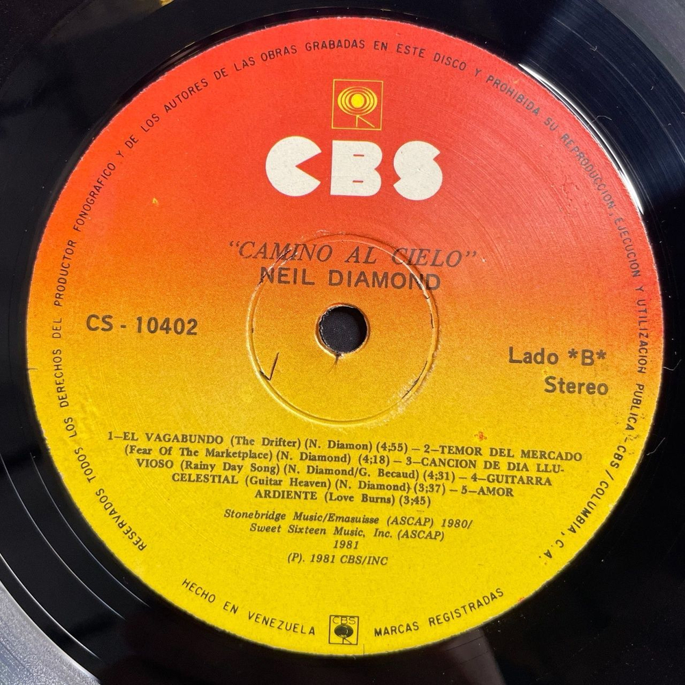 Винтажная виниловая пластинка LP Neil Diamond On The Way To The Sky (Венесуэла 1981)