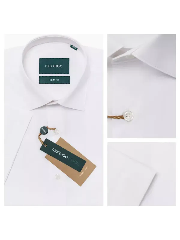 Рубашка приталенная SLIM FIT с коротким рукавом, белая