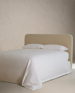 ZARA HOME САТИНОВЫЙ ПОДОДЕЯЛЬНИК С ШЕЛКОВОЙ КАЙМОЙ, ЖЕЛТОВАТО-БЕЛЫЙ