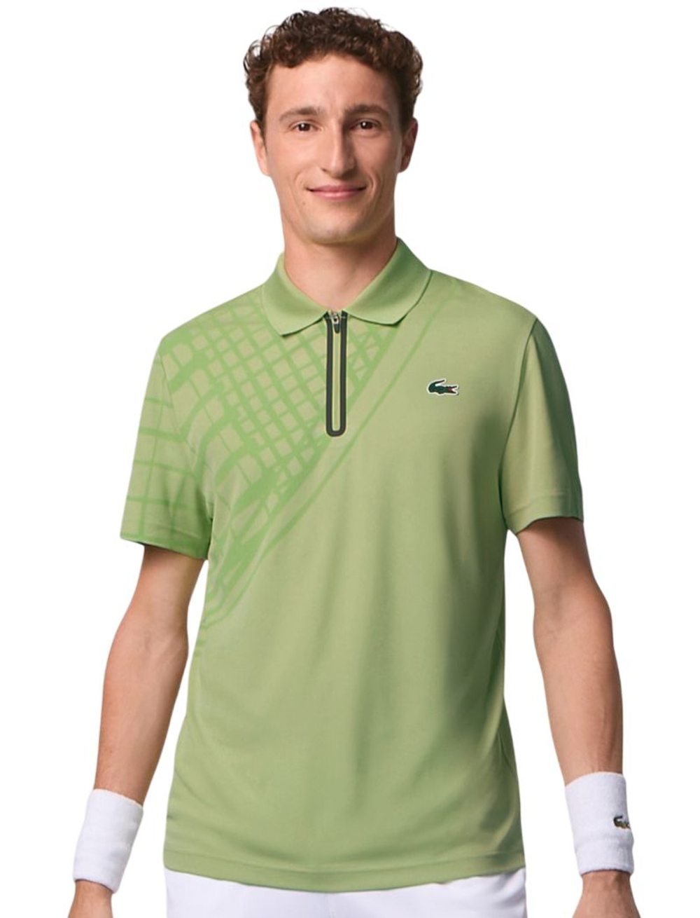 Теннисное поло Lacoste Ultra Dry Printed Slim Fit - green