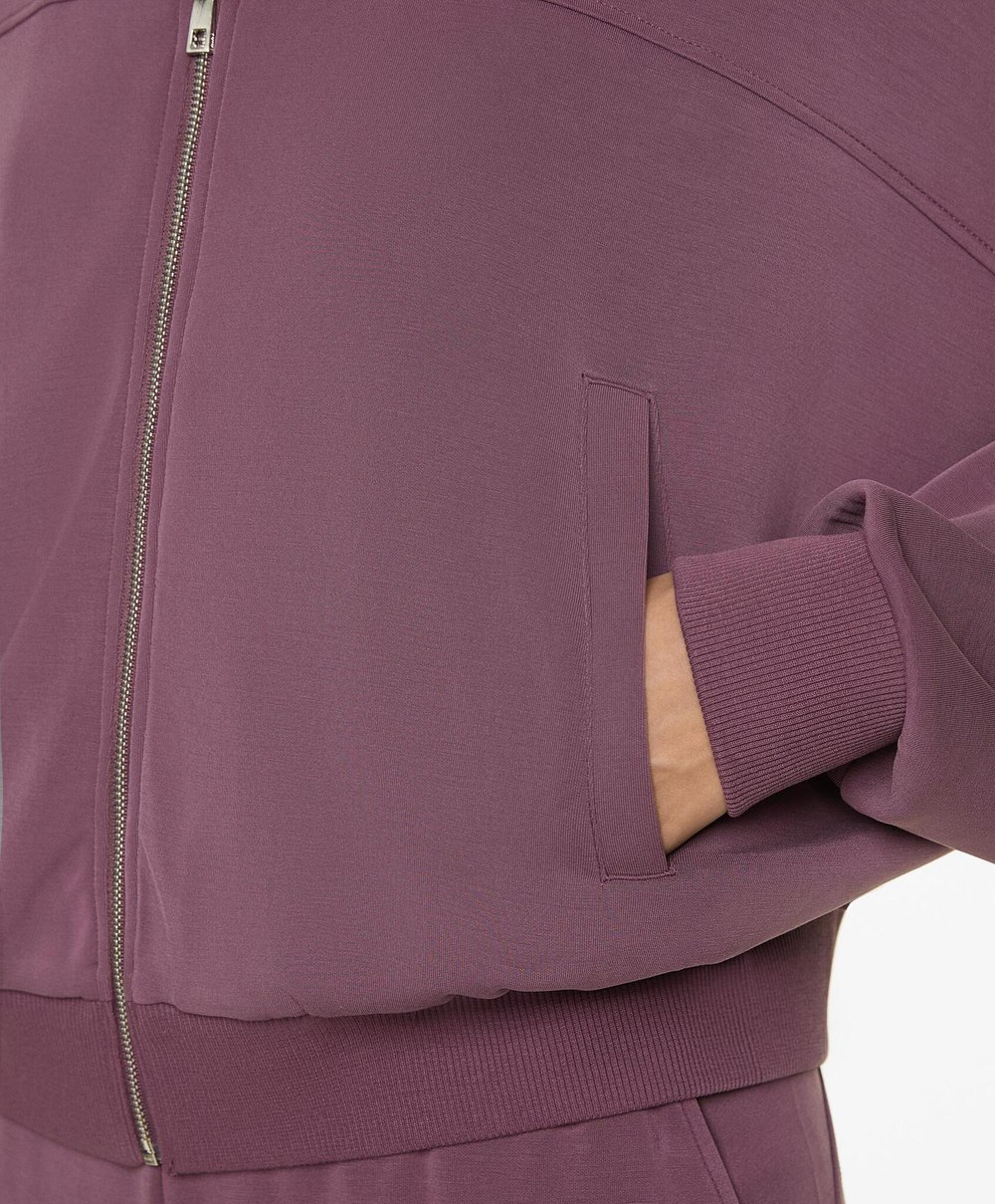 Oysho Куртка из мягкой ткани с модалом на молнии, бледно-фиолетовый