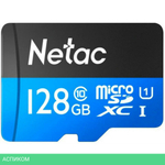 Карта памяти Netac MicroSDXC128GB Class 10 UHS-I U1 P500 Standard + адаптер (NT02P500STN-128G-R)