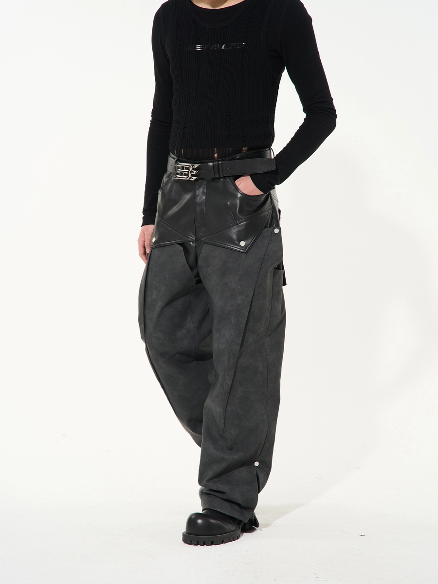 Брюки BLIND "Two-Layered" Deconstructed Leather Pants